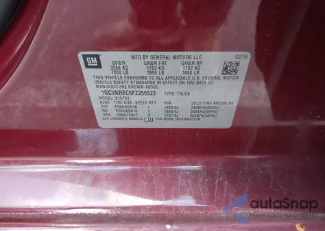 2015 Chevrolet Silverado 1500 2Lt from USA, damaged, VIN 1GCVKREC6FZ255523